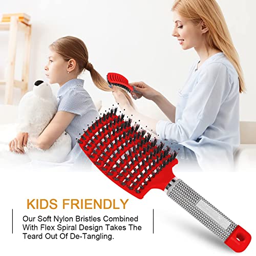 Detangling Brush, Curved and Vented for Wet or Dry Detangling Hair Brush for Men, Women & Kids’ Long, Thick, Thin, Curly & Tangled Hair (Colorful)