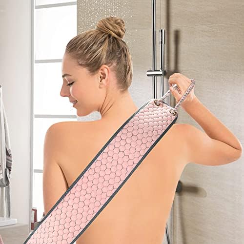 Exfoliating Back Scrubber for Shower, 38 Inches Back Washer with Handles, Exfoliating Washcloth Body Exfoliator Bath Tool to Scrub Your Body Deeply for Men & Women Exfoliation (Pink)