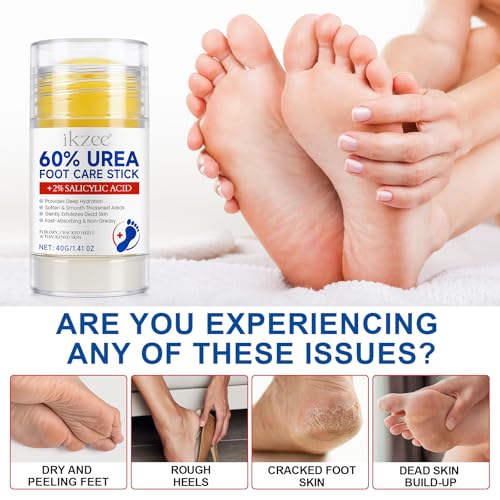 Urea 60 Percent Foot Cream Foot Care Stick Moisturizer for Dry Cracked Heels Feet Knees Elbows Hands, Foot Lotion Hydrates & Nourish Softens Skin Exfoliates Dead Skin Women and Men - 2PCS