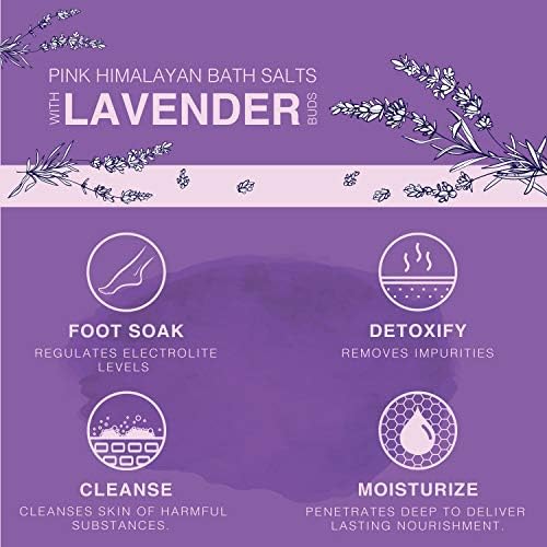 Pink Himalayan Bath Salt with Lavender - 100% Natural Aromatherapy and Relaxation - Lavender Grapefruit Essential Oil Bath Salts for Women Relaxing, Natural & Cleanse