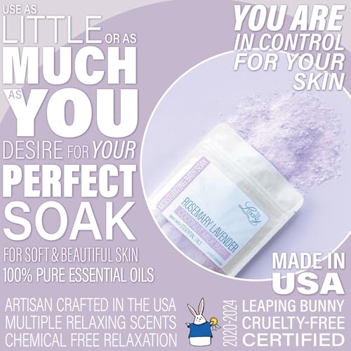Vegan Milk Bath Soak Made with Moisturizing Coconut Milk Powder, Essential Oil, & Sweet Almond Oil for a Bath Bomb Dust Soothing Fizz & Relaxing Soak, 8 oz. (Rosemary Lavender)