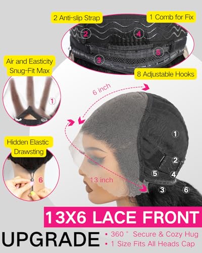 serwell 28 Inch Water Wave Lace Front Wigs Human Hair 13x6 HD Lace Front Wigs Human Hair 200% Density Wet and Wavy Lace Front Wigs Human Hair Glueless Deep Wave Lace Front Wigs Pre Plucked