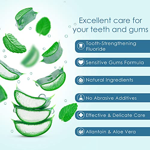 Naturally Soothing Toothpaste for Sensitive Teeth and Gum Care with Aloe Vera, Allantoin & Fresh Mint Flavor, Gentle & Natural, ADA Approved (5-oz, 2 Count)