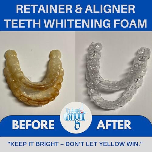 Retainer Cleaner & Aligner Cleaner FoamBright, Great for Invisalign, Teeth Whitening Foam, Candid, Byte, Denture Whitener Toothpaste & Braces Cleaning Peroxide Free Oral Care Replaces Tablets, Paste
