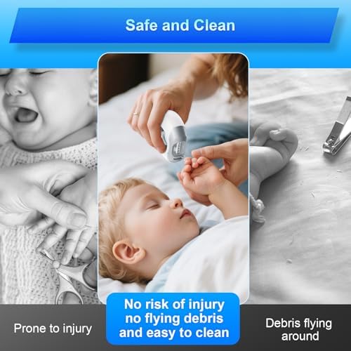 Electric Nail Clippers Automatic Nail Trimmers with Dual Blade Heads, LED Light, Nail Care Tool, Cutter & Grinder for Fingernails, Safe for Babies, Kids, Adults, Seniors, Weak Hands
