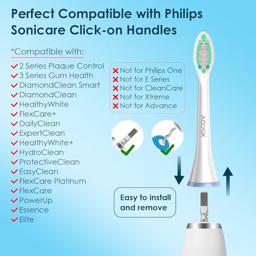 Replacement Brush Heads Compatible with Philips Sonicare Electric Toothbrush with Click-on System Medium-Soft Dupont Bristles for Optimal Plaque Remove, 12 Count