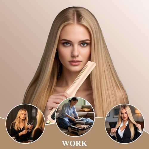 Flat Iron, 1/2 Inch Hair Straightener and Curler 2 in 1, Ceramic Ionic Floating Plates for Less Frizz, 10s Quick Heat Up, Hair straighteners for Women, Straightener for All Hair Types(Pink)