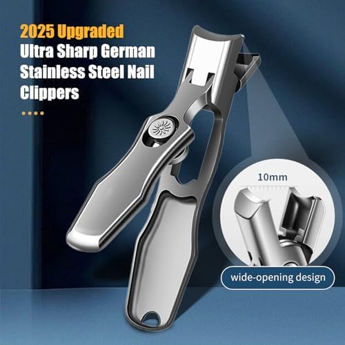 German Nail Clippers for Men, 2025 Upgraded Ultra Sharp Stainless Steel Nail Clippers for Thick Nails, The Luxurious Ultra Sharp Nail Clippers Set with Nail File for Seniors Men Women (Silver)