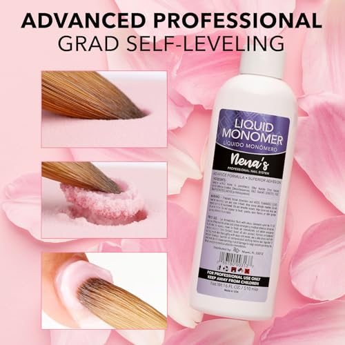 Professional Liquid Monomer by Nena's 16 fl oz, Advanced GlamourShield acrylic formula, no MMA, Non-Yellowing, Quick Dry, Strongest Adhesion, Acrylic Nail Art Extension Carving
