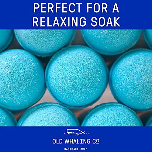 Old Whaling Co Coconut Milk Bath Bomb – Set of 4 – Handmade Bath Soak with Epsom Salts – Cleansing, Soothing and Moisturizing Fizz – Tropical, Floral Scent, 8 oz