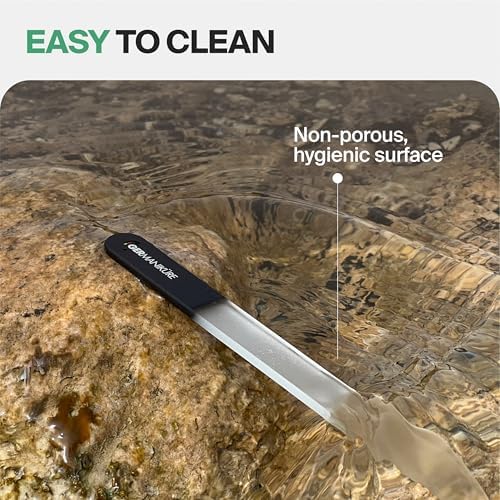 GERMANIKURE Glass Nail File in Suede Sleeve - Stay Curious - Professional Crystal Nail File for Natural Nails - Ideal Manicure & Pedicure Tool for Smooth, Easy Shaping - Nail Care Gift