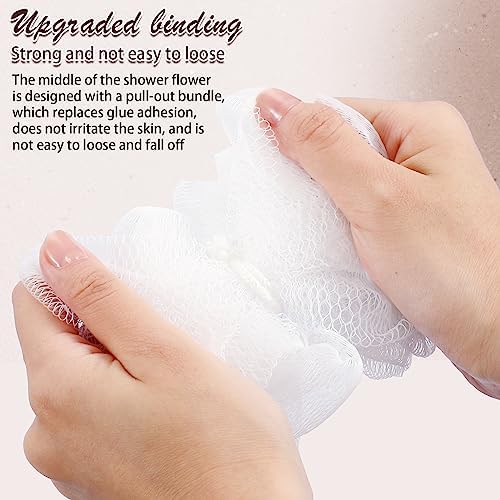Shellwei 24 Pcs 3 Inch Mini Loofah Travel Size Bulk Shower Sponge Pouf Mesh for Women Kids Men Exfoliating Body Scrubber Baby Shower Favor(White)