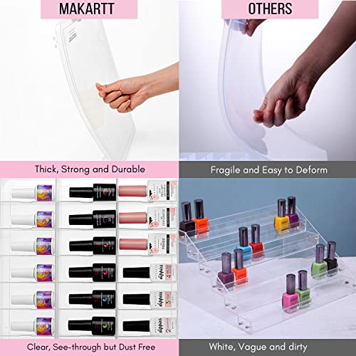 Makartt Nail Polish Organizer, Clear Universal Nail Polish Holder for 48 Bottles,Portable Sturdy Gel Nail Polish Organizer Case with 8 Adjustable Dividers, Space Saver for Nail Bottles Display Travel