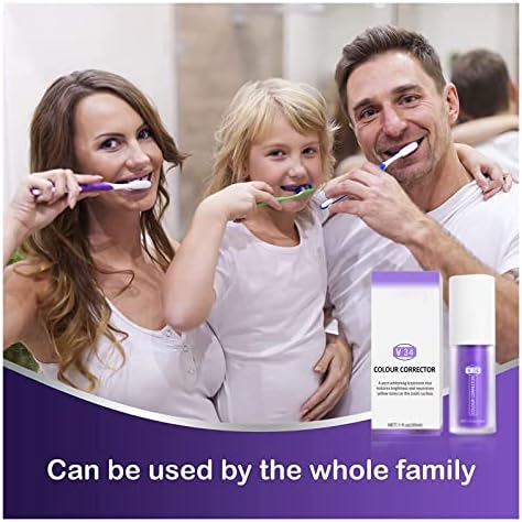 Purple Toothpaste for Teeth Whitening 2pcs Teeth Refresher Purple Color Corrector Booster Toothpaste 3D Teeth Whitening Kit for Tooth Stain Removal Enhances Tooth Brightness