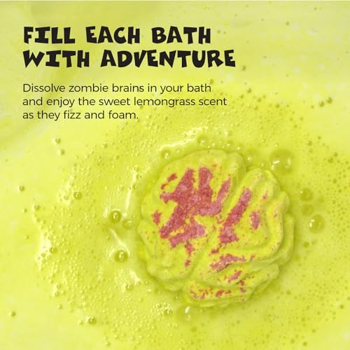 Zombie Brain Bath Bombs- 6-Pack Bath Bombs for Boys Girls- Halloween Gifts for Kids- Fun Boo Basket Stuffers for Kids - Natural, Child-Safe Ingredients - No Choking Hazard, No Dyes-16.8oz