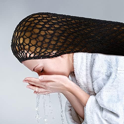 Waydress 3 Pcs Mesh Crochet Hair Nets Rayon Knit Snood Hat Cover 20 Inch Crocheted Sleeping Cap for Women Long Curly Hair