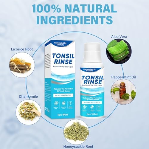 Tonsil Stone Remover, Natural Ingredients Mouthwash or Oral Rinse Liquid to Help Soothe Tonsils, Fast Effectively Soothe Dry Mouth & Freshens Breath Tonsil Stone Mouthwash, Smell Fresh