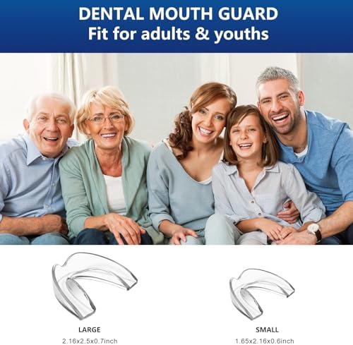 Mouth Guard for Grinding Teeth at Night, Night Guards for Bruxism, Mouthguards for Grinding of Teeth Nighttime, Dental Bite Guard for Adults of Clenching Teeth, 8 Pack with 12 Cleaning Tablets