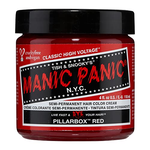 MANIC PANIC Classic Pillarbox Red Semi Permanent Hair Color - True Red Hair Dye for Women & Men That Lasts 4-6 Weeks - Vegan, Ammonia & Cruelty-Free - Create & Mix Custom Shades (4oz)