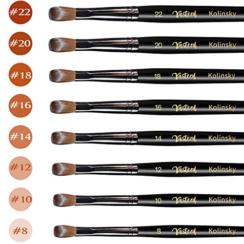 Yasterd Acrylic Nail Brush 100% Kolinsky Acrylic Brushes for Nails Size 8 Oval Crimped Shaped Nail Brushes for Acrylic Application Black Wood Handle Professional Nail Art Powder Brush Manicure Tool