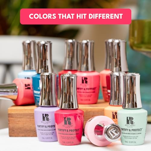 RC Red Carpet Manicure Fortify & Protect LED Gel Base Coat – Strengthens Nails with Vitamin A & Biotin, Prevents Brittleness, Long-Lasting Gel Nail Protection for Healthier, Stronger Nails (0.3 Fl Oz)