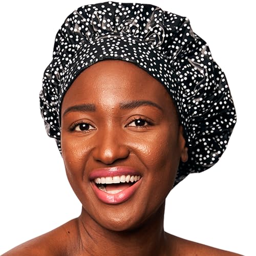 TIARA 2-in-1 Luxury Shower Cap for Women Reusable Waterproof – Hair Cap for Long & Short Hair – All Size Fit Flexi Shower Cap, Terry Lined Leakproof Cloth (Patented), Soft & Breathable