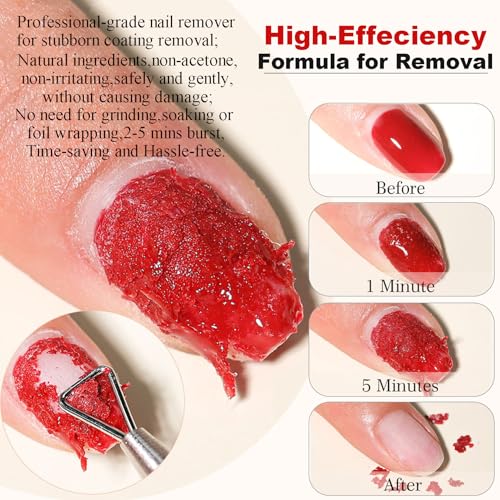 Gel Nail Polish Remover - Quick Gel Polish Remover for Nails in 3-5 Minutes, Gel Nail Remover Kit with Nail Cuticle Oil and Latex Tape, Easy Gel Remover removedor de esmalte gel