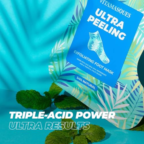Vitamasques Ultra Foot Peeling Mask, 5 Pack - Exfoliating Foot Peel Mask for Dry Cracked Feet & Dead Skin - Cruelty-Free & Dermatologically Tested, Made in Korea