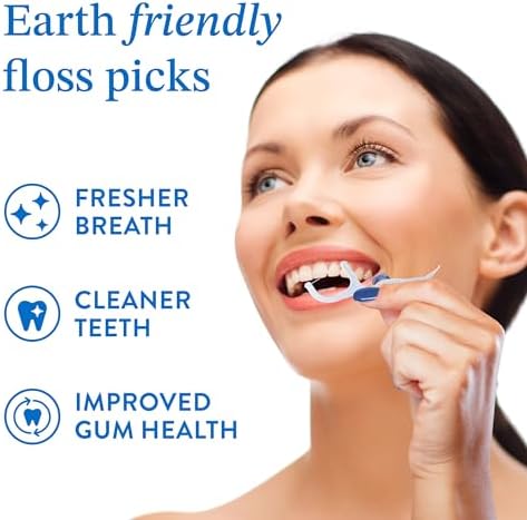 Mouthology Biodegradable Floss Picks (200 Pack), Wheat Straw Dental Floss Picks, Mint Flavored Flossers Biodegradable, Dental Floss PFA Free, Compostable Tooth Flossers for Adults & Kids Floss