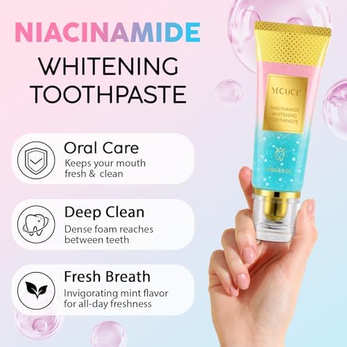 Niacinamide Whitening Toothpaste 2 Pack, Niacinamide Toothpaste, Freshening Breath & Deep Gentle Cleaning, 3.8Oz