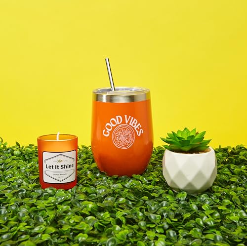 Sunny&Wise Orange Themed Gift Baskets for Women - Designed in USA - Care Package, Self Care Gifts, Get Well Soon, Thinking of You
