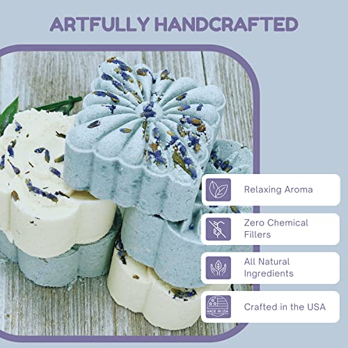 Tranquility Aromatherapy Shower Bombs (5PK) - Stress and Tension Relief Essential Oil Blend – Relaxing Shower Steamers for Women, Men & Kids – Fathers Day Gift (No Bomb Bag)