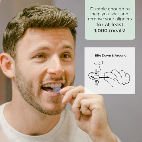 PUL Pack of 2 Reusable 2-in-1 Aligner Seating Chewie & Removal Tool — Compatible with Invisalign, Removable Braces, Retainers & Trays – Easy-to-Use Remover & Chew, Dental & Oral Hygiene Care – Black