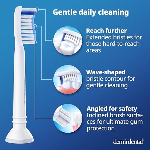 Toothbrush Heads Sensitive Compatible with Philips Sonicare Toothbrush Heads - Soft Replacement Heads for Sensitive Gums and Teeth - Gentle Brush Heads - White 8 Pack