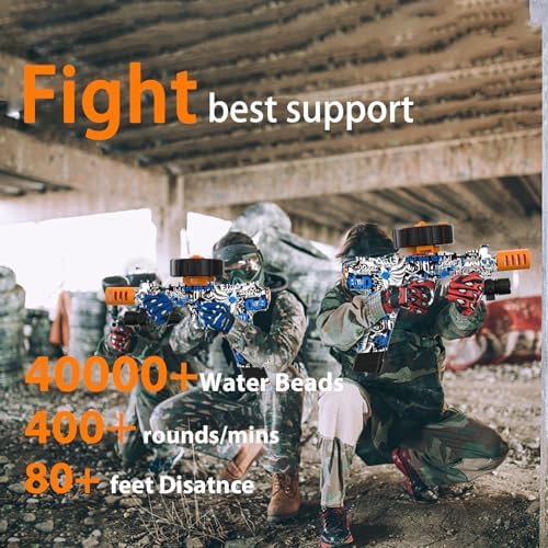 Electric Gel Ball Blaster, High Speed Automatic Splatter Ball Blaster with 60000+ and Goggles, JIFTOK Rechargeable Splatter Ball Toys for Outdoor Activities Shooting Game Party Favors-bl pstl