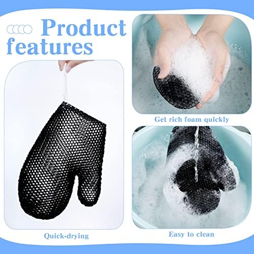 Vesici 2 Pcs Honeycomb Exfoliating Glove Set Exfoliating Bath Mitt Honeycomb Face and Body Scrubber Shower Mitt Sponges for Cleaning Body Shower Face Skin Beauty Spa(Black)