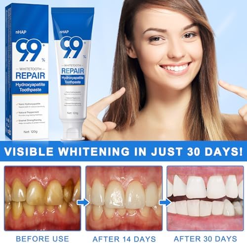 9.9% Hydroxyapatite Toothpaste - 2 Pack, Protects Enamel and Strengthens Teeth, Cleans and Cares for Oral Health, Freshens Breath, Non-Irritating, Natural and Safe, 8.46 Oz