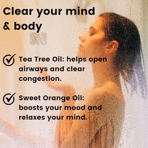 Pure Energizing Sport Shower Steamers - Natural Orange and Tea Tree Essential Oils, Made in USA, Energy Boost for Athletes, Best Relaxing Birthday Gift Set for Stress Relief, Recovery and Self Care