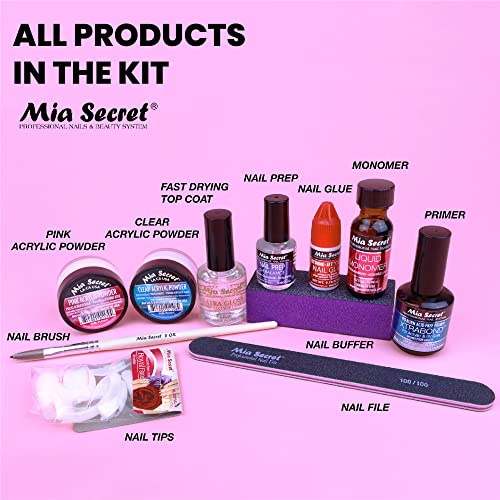Mia Secret Acrylic Nail Kit - Beginner's Set With Pink & Clear Acrylic Powder - Complete Starter Kit
