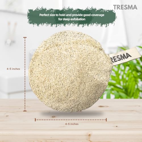 Natural Loofah Body Sponge, Plant-Based Exfoliating Scrubber for Men & Women, Round Shaped Organic Loofahs for Deep Cleansing & Skin Smoothing (3 Pack)