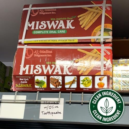 Pack of 6- Organic Miswak Moringa 10 in 1- Clove, Propolis, Myrrh, Black Seed, Fennel Seed, Babool, Cinnamon, Licorice Toothpaste Fluoride Free 7.05 oz