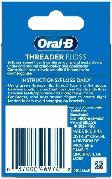 Oral-B Threader Floss, 30-Count: 6 envelopes of 5 threaders.
