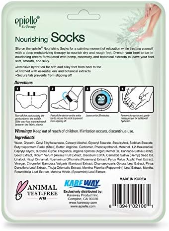 Epielle Relaxing & Nourishing Hand & Foot Masks 12 Pairs, Repair and Relax Dry Hands & Cracked Heels with Lavender Extract & Hemp, Korean Skin Care, Spa Self Care Gifts for Women, 6 Gloves & 6 Socks
