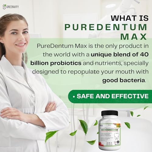 PureDentum for Gums and Teeth Health & Fresh Breath - 40 Billion CFU Advanced Oral Probiotics for Mouth Bad Breath, Capsule Supplement - 3 Pack