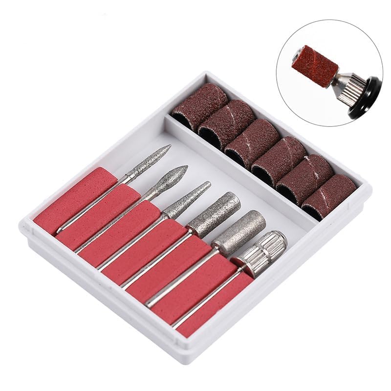 SIGNI 6Pc Nail Drill bits Set,Professional Nail Art Tools Set for Acrylic Art,Manicure & Pedicure Crystal Nail Files, Nail Drill Bits, Sanding Bands Perfect for Nail Salons & Beauty (Standard, 1)