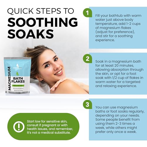 Magnesium Flakes - 8 LB Ultra Pure Magnesium Chloride Flakes in Resealable Pack - Use for Bath Soak or Foot Soak - A Better Alternative to Epsom Salt