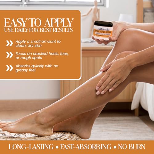 Naturulz Total Foot Repair 4oz – No Junk Foot Cream for Dry, Rough Skin & Cracked Heels, Lightweight & Compact Moisturizer for Feet, Knees, Elbows & Hands, Softens, Repairs & Smooths Cracked Skin