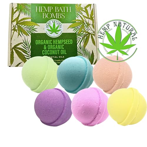 Variety 6 Pack Bath Bombs Organic Hempseed & Organic Coconut Oil Handmade in the USA