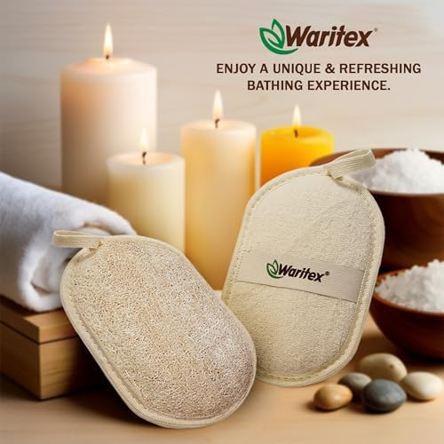 Egyptian Loofah Exfoliating Body Scrubber with Hand Strap, Oval Shower Pads Made from Natural Egyptian Loofah Fibers, Gentle Cleansing for Face and Body, for Men and Women 2 Count (1 Pack)