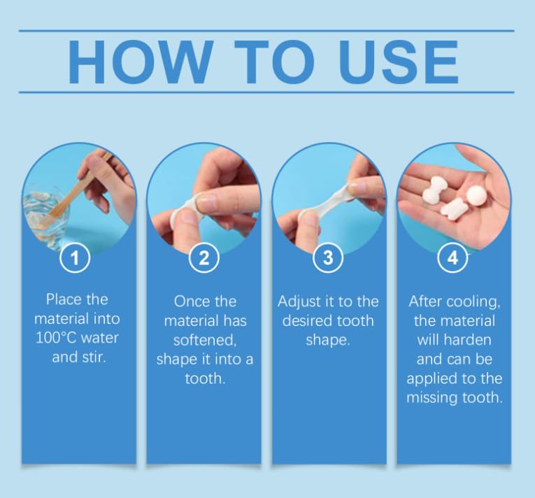 Tooth Repair Kit, Moldable Tooth Filling Repair Kit Beads with 3 Dental Tool, Moldable False Teeth Beads The Missing and Broken Replacements, DIY Natural Filling Fake Teeth,Smile Confidently Again
